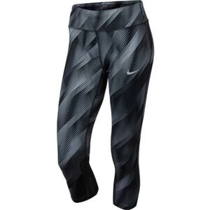 Nike Women's Epic Run Cropped Legging Medium Black White Mid Rise Stretch Active